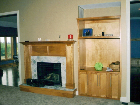 Contemporary Mantle and Bookcase